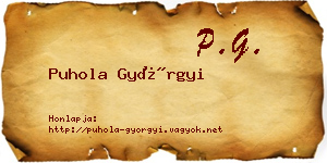 Puhola Györgyi névjegykártya